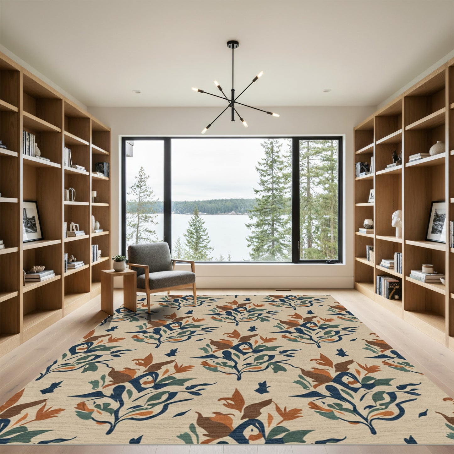 Earthy Floral Bouquet Arrangement Rug