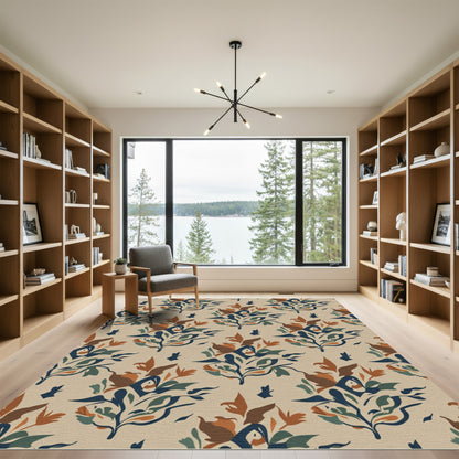 Earthy Floral Bouquet Arrangement Rug