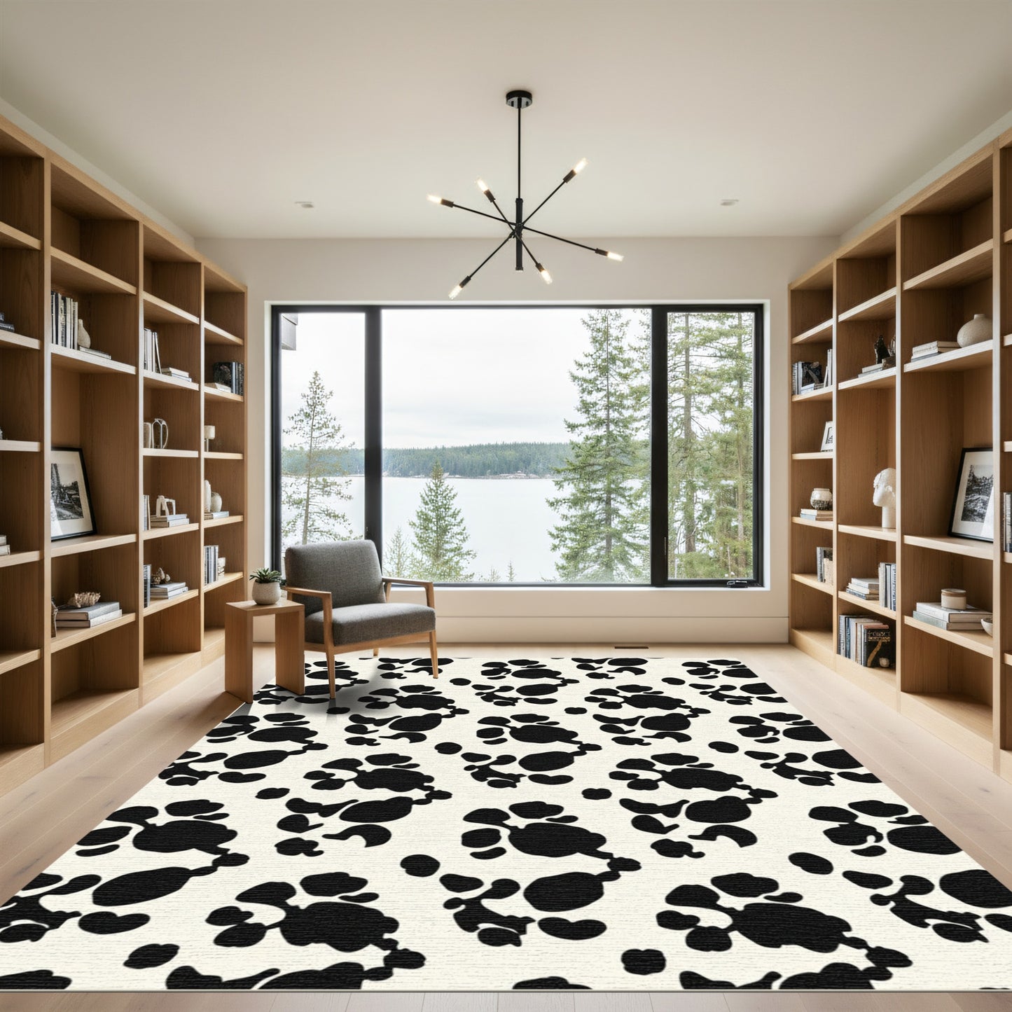 Black Dalmatian Spots On Cream Background Rug