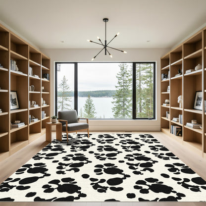 Black Dalmatian Spots On Cream Background Rug