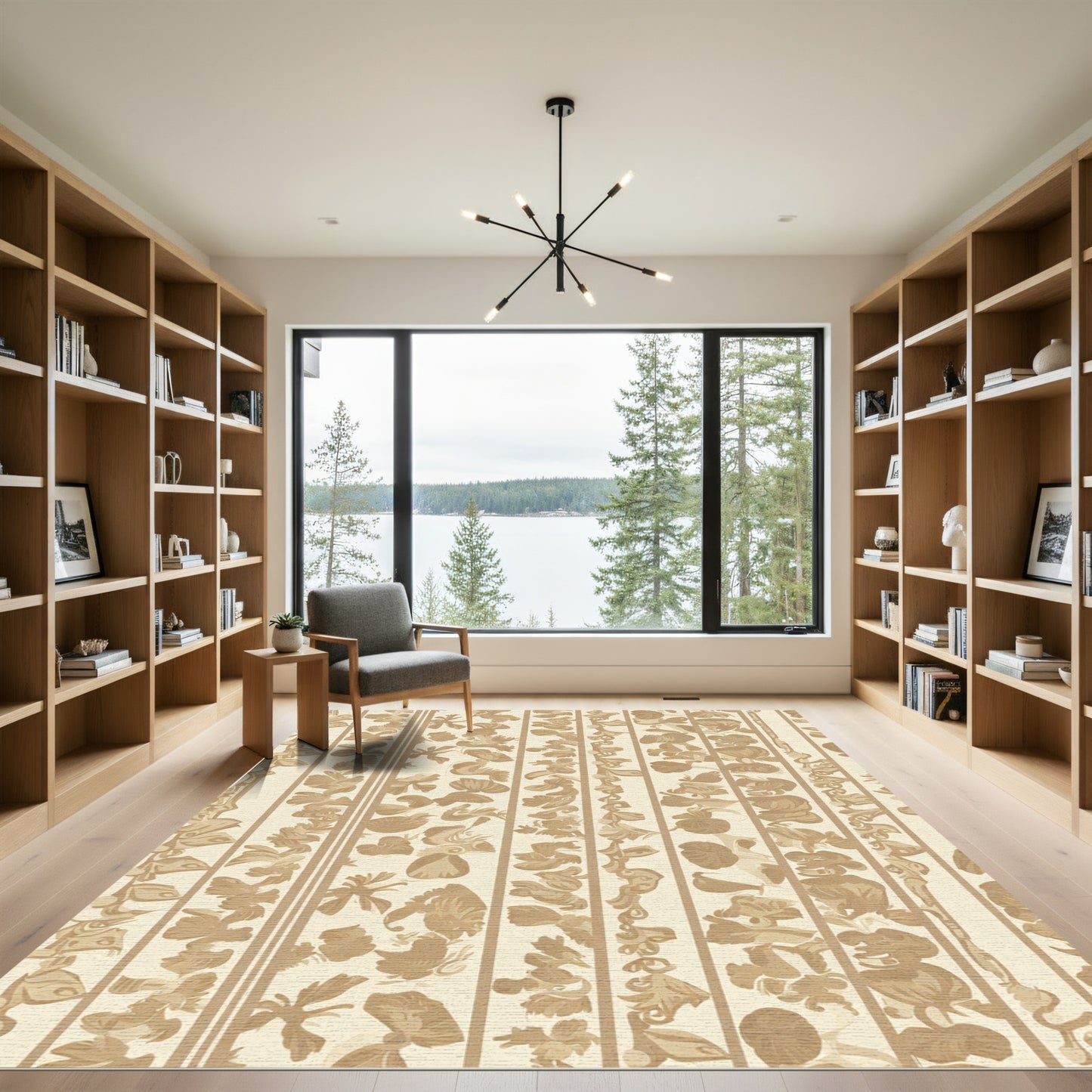 Cream Botanical Vine Accent Rug