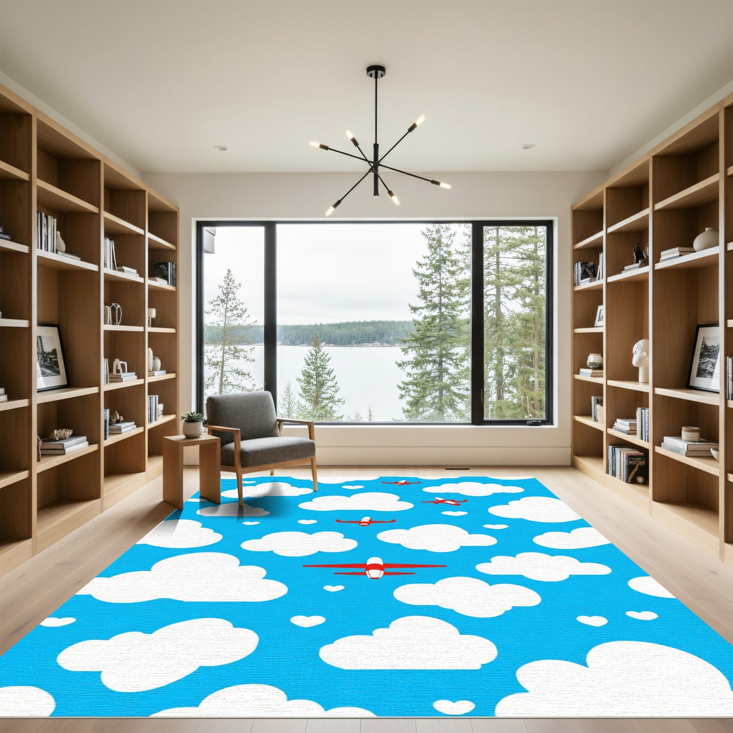 Red Planes White Clouds Sky Rug