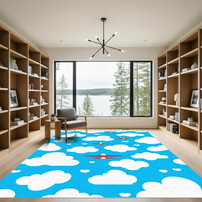 Red Planes White Clouds Sky Rug