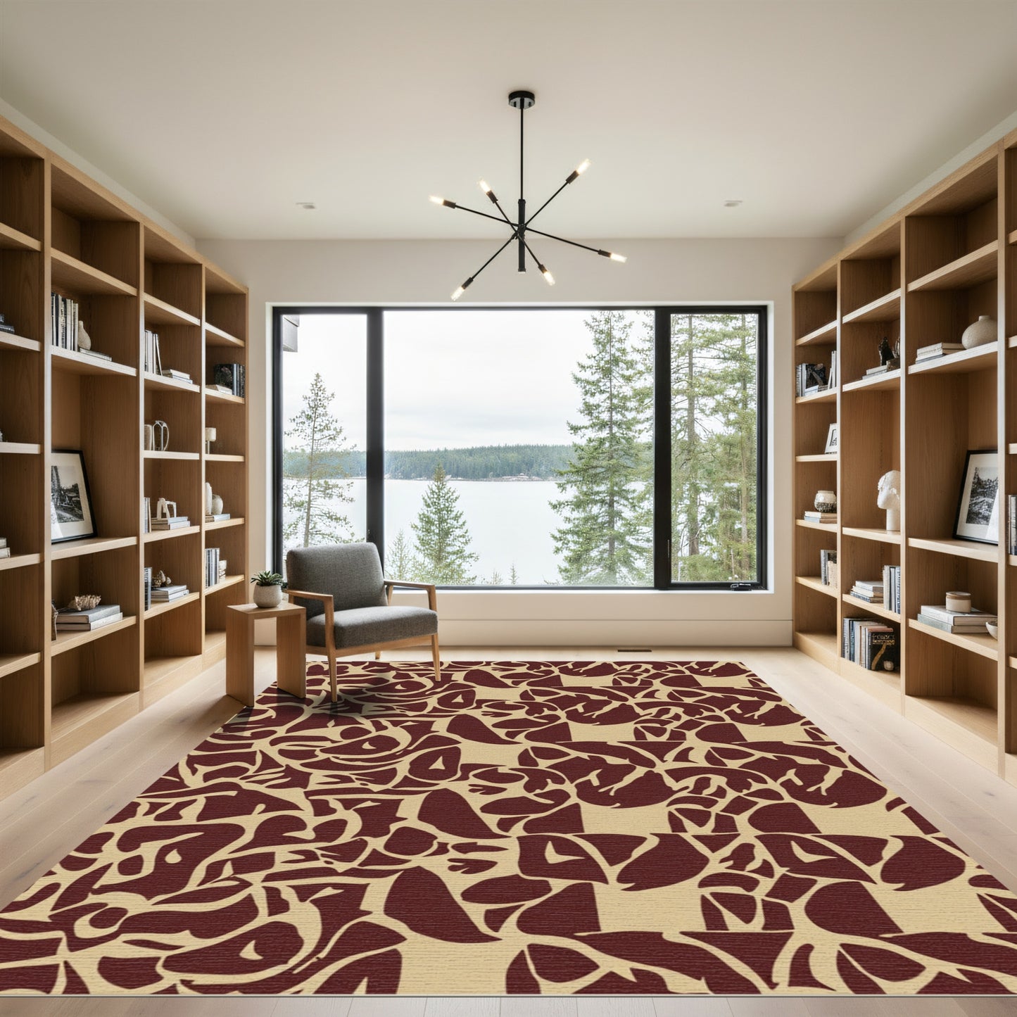 Crimson Abstract Organic Flow Rug