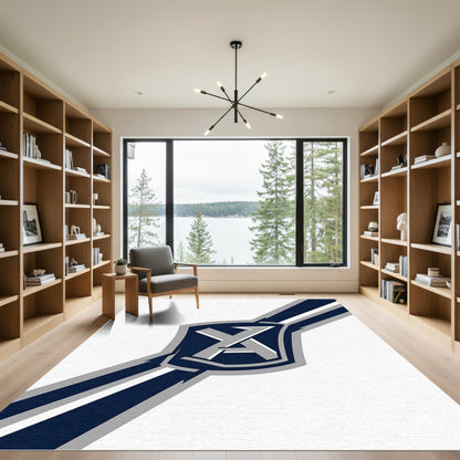 Navy White Crest Angled Lines Rug