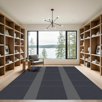 Deep Gray Vertical Stripe Rug