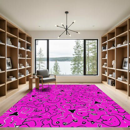 Whimsical Pink Abstract Organic Cloud Rug