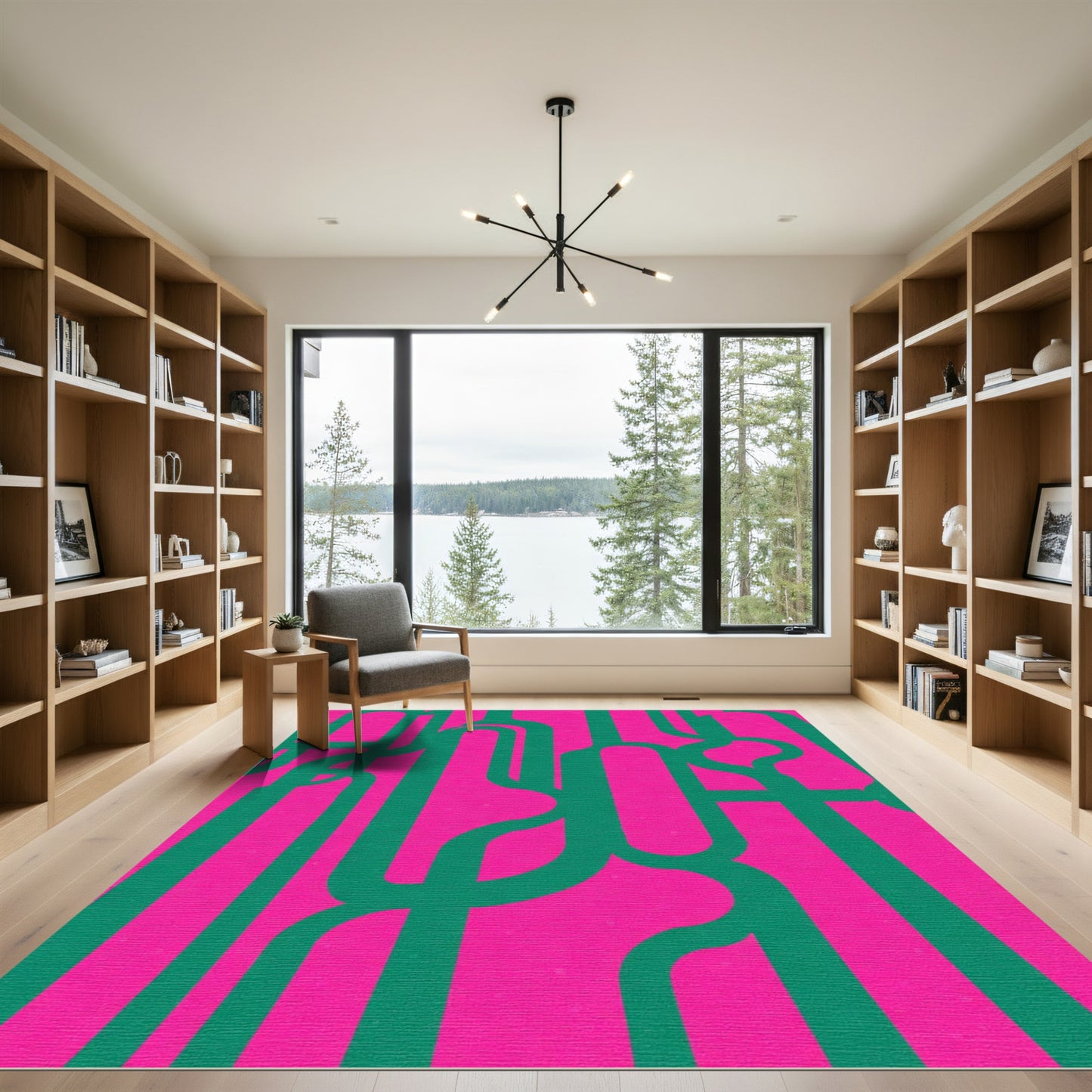 Hot Pink Emerald Swirls Rug