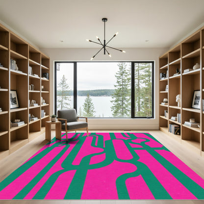 Hot Pink Emerald Swirls Rug