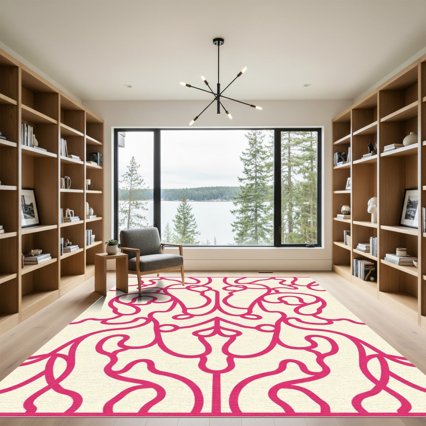 Crimson Swirl Vine Medallion Rug