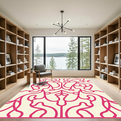 Crimson Swirl Vine Medallion Rug