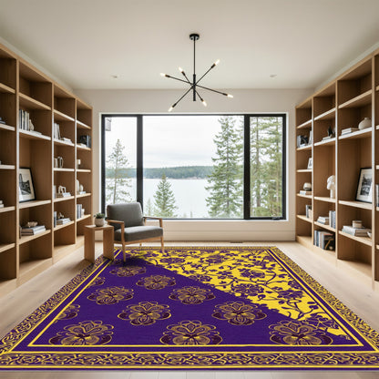 Vibrant Purple Yellow Floral Split Rug
