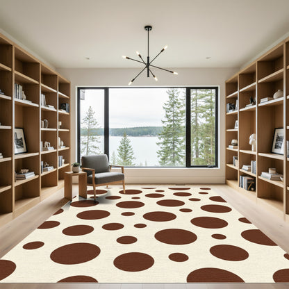 Brown Cream Polka Dot Concentric Circles Rug