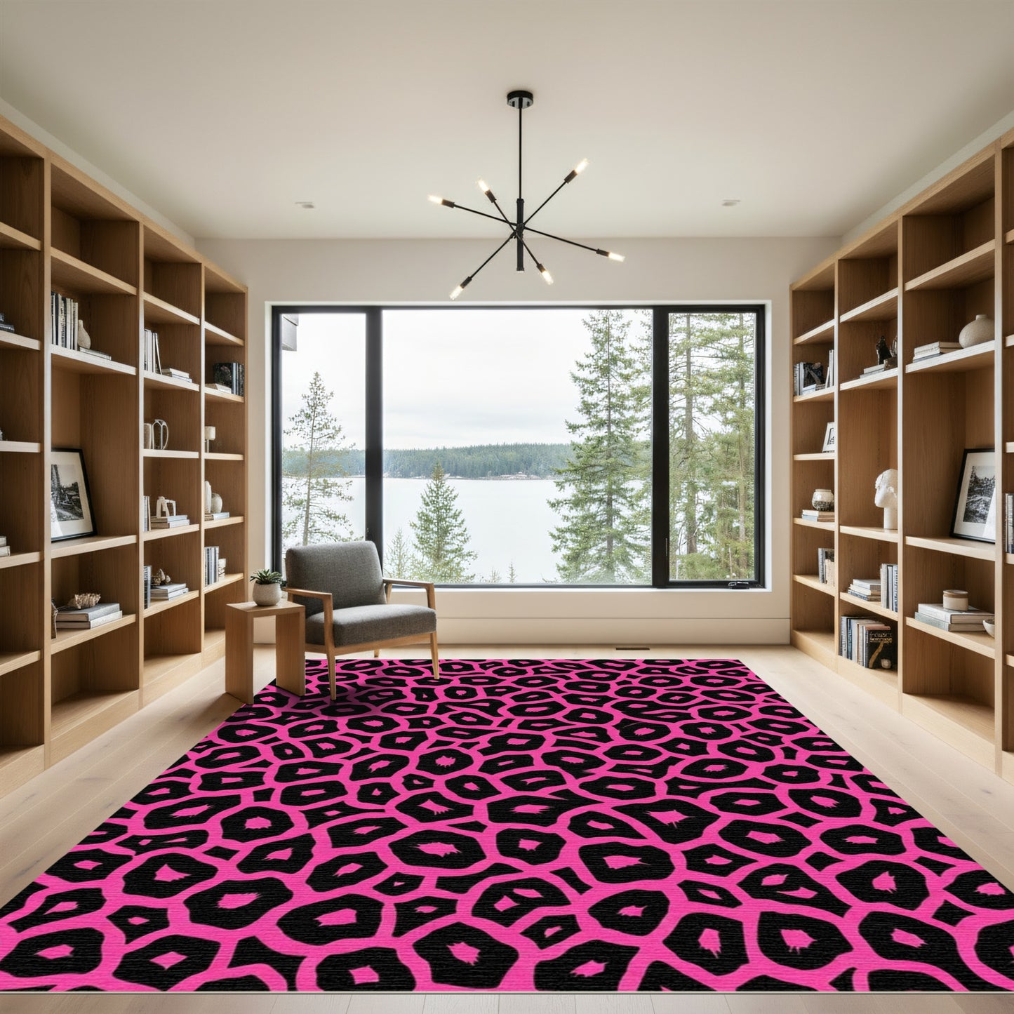 Hot Pink Black Giraffe Spots Rug