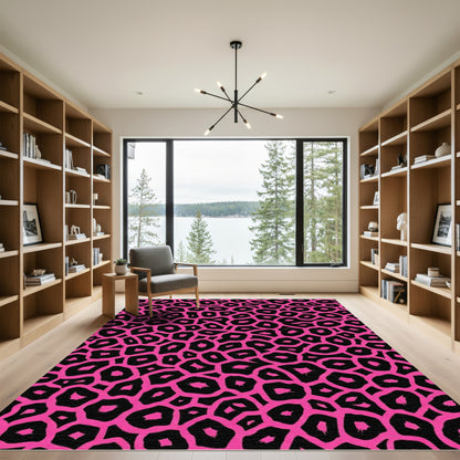 Hot Pink Black Giraffe Spots Rug