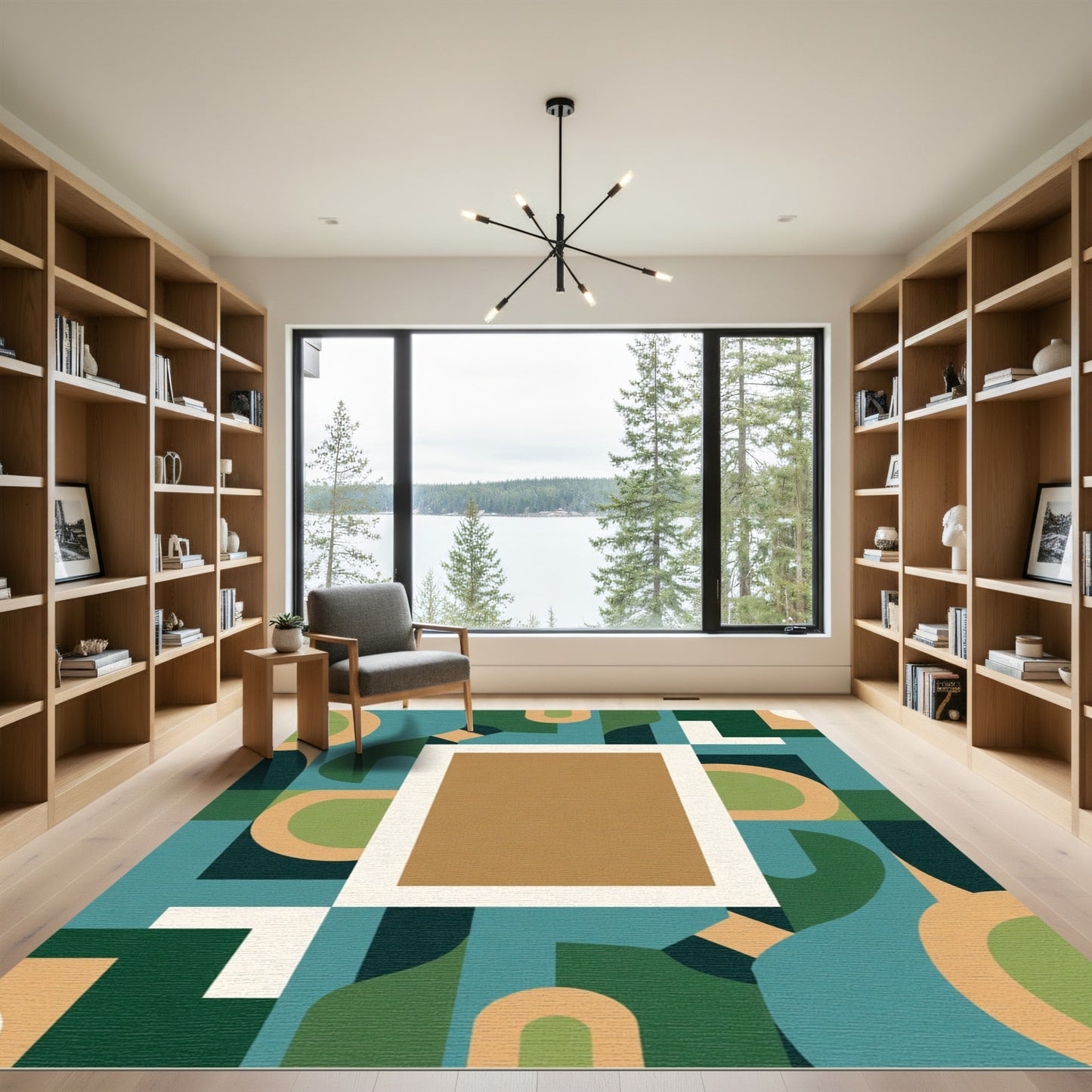 Abstract Geometric Circles And Squares Rug