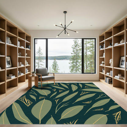 Verdant Eucalyptus Leaf Collage Rug