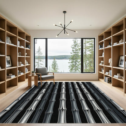 Dark Silver Bamboo Vertical Texture Rug