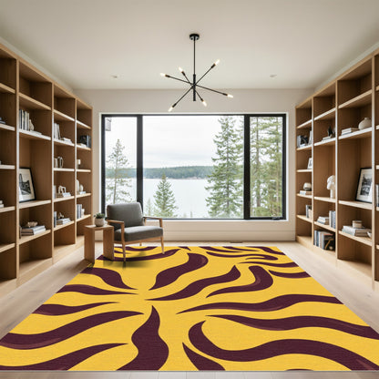 Golden Orange Abstract Tiger Stripe Rug