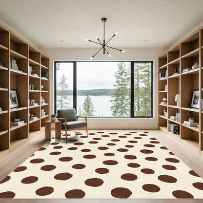 Cream Brown Polka Dot Scatter Rug