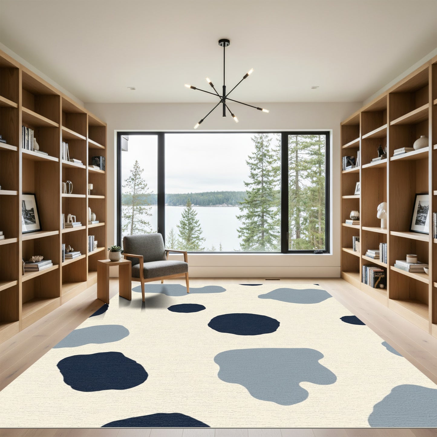 Cream Tan Speckled Abstract Spots Rug