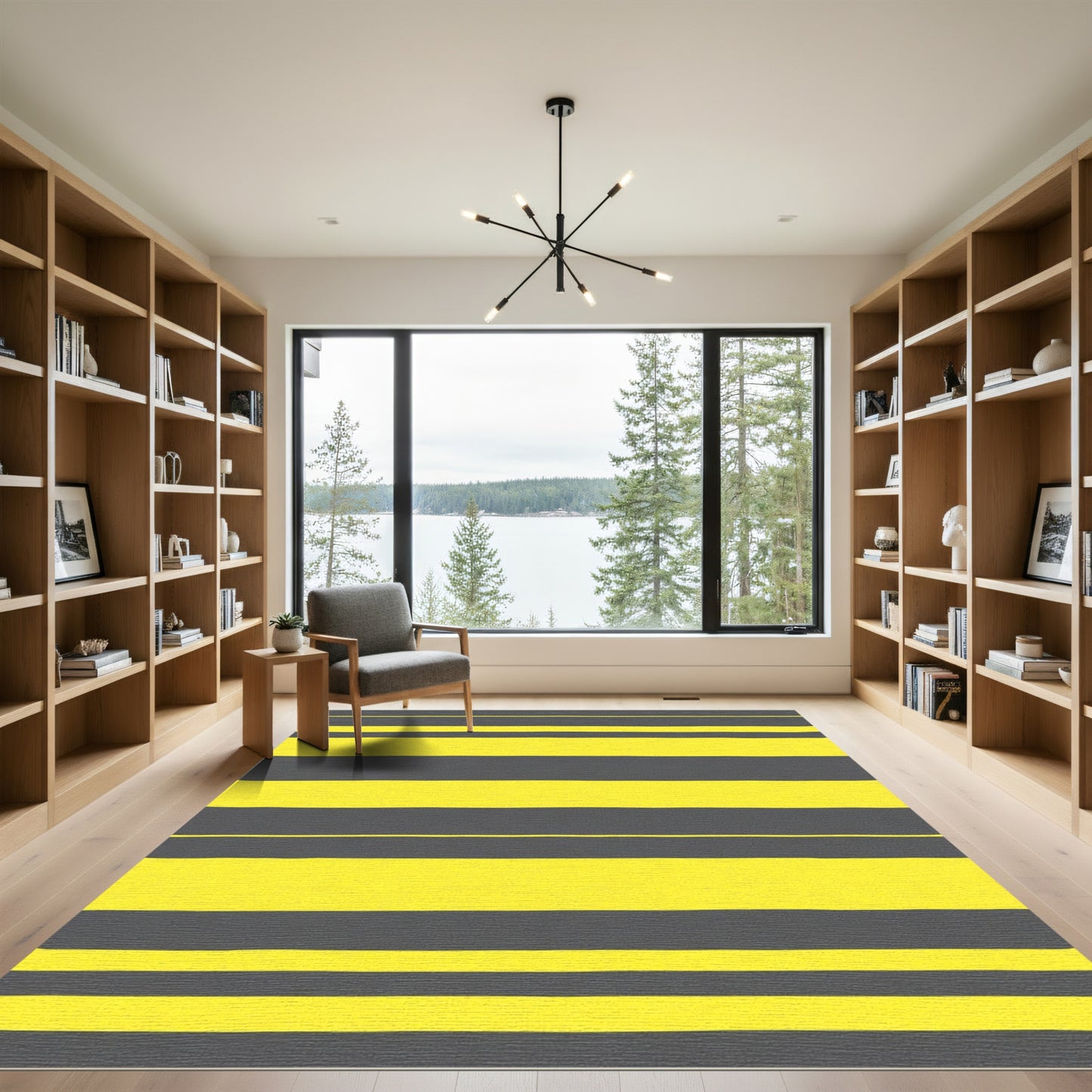 Bold Yellow Gray Stripe Rug