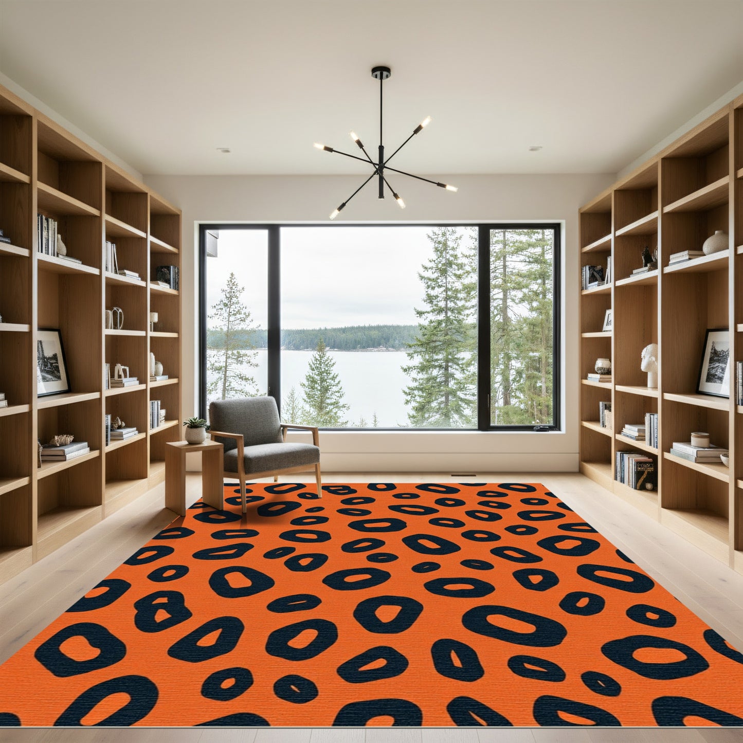 Bold Orange Black Spotty Rug