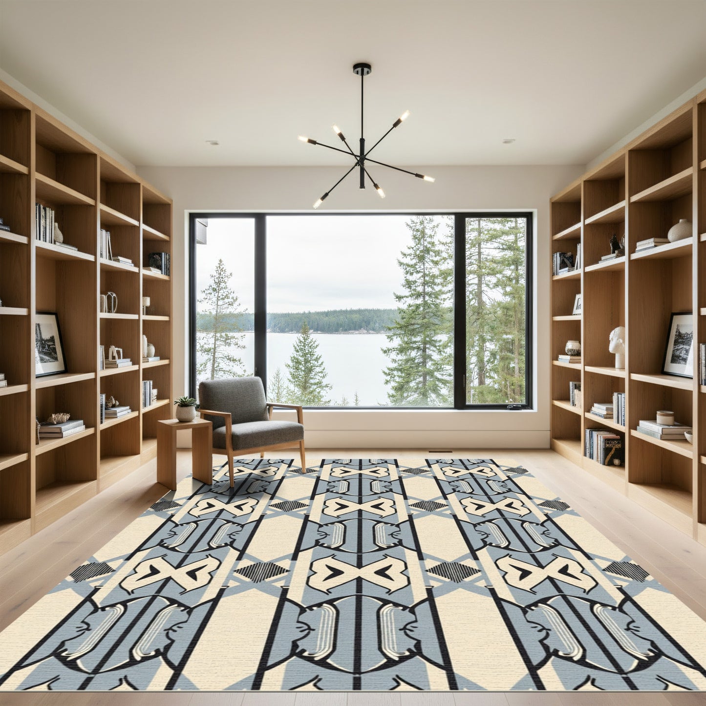 Cream Gray Art Deco Archway Rug