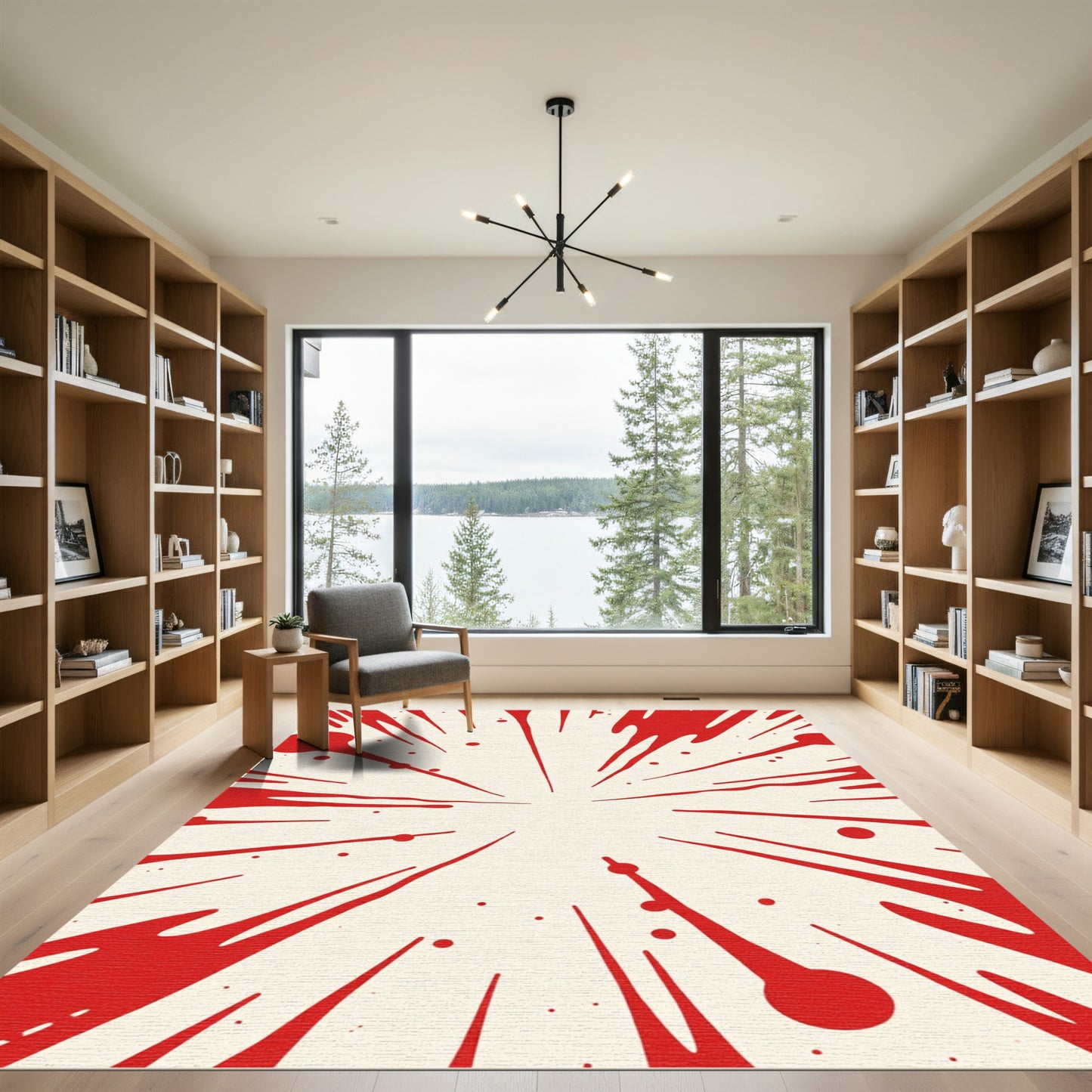 Bold Red Splatter Explosion Rug