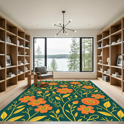 Orange Blossom Vine Garden Rug