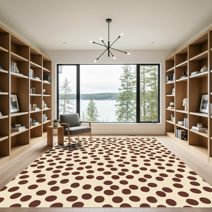 Cream Brown Scattered Polka Dots Rug