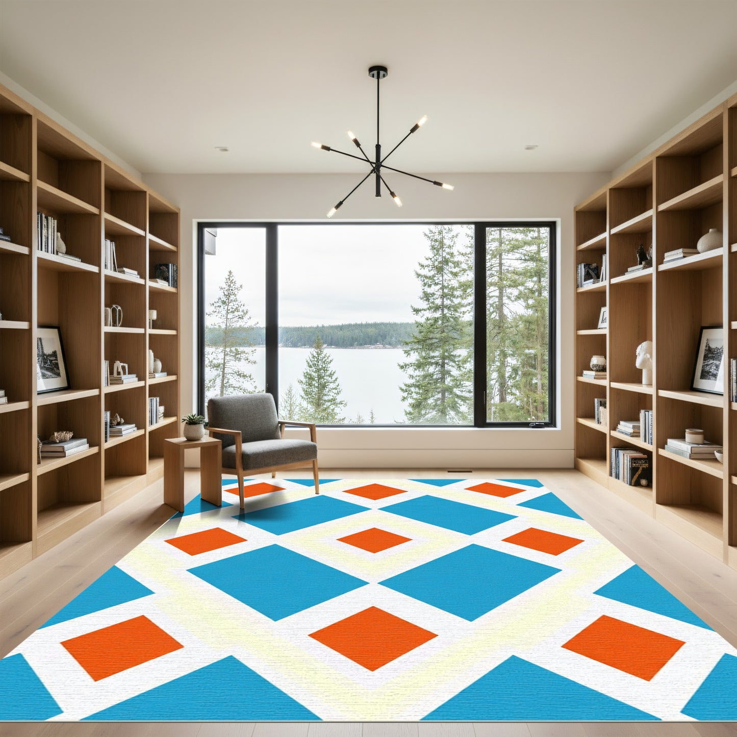 Bright Diamond Grid Pattern Rug