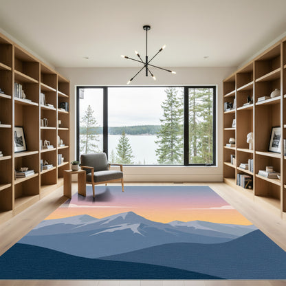 Serene Mountain Sunset Cloudscape Rug