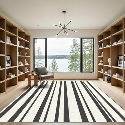 Bold Charcoal Stripe Vertical Lines Rug