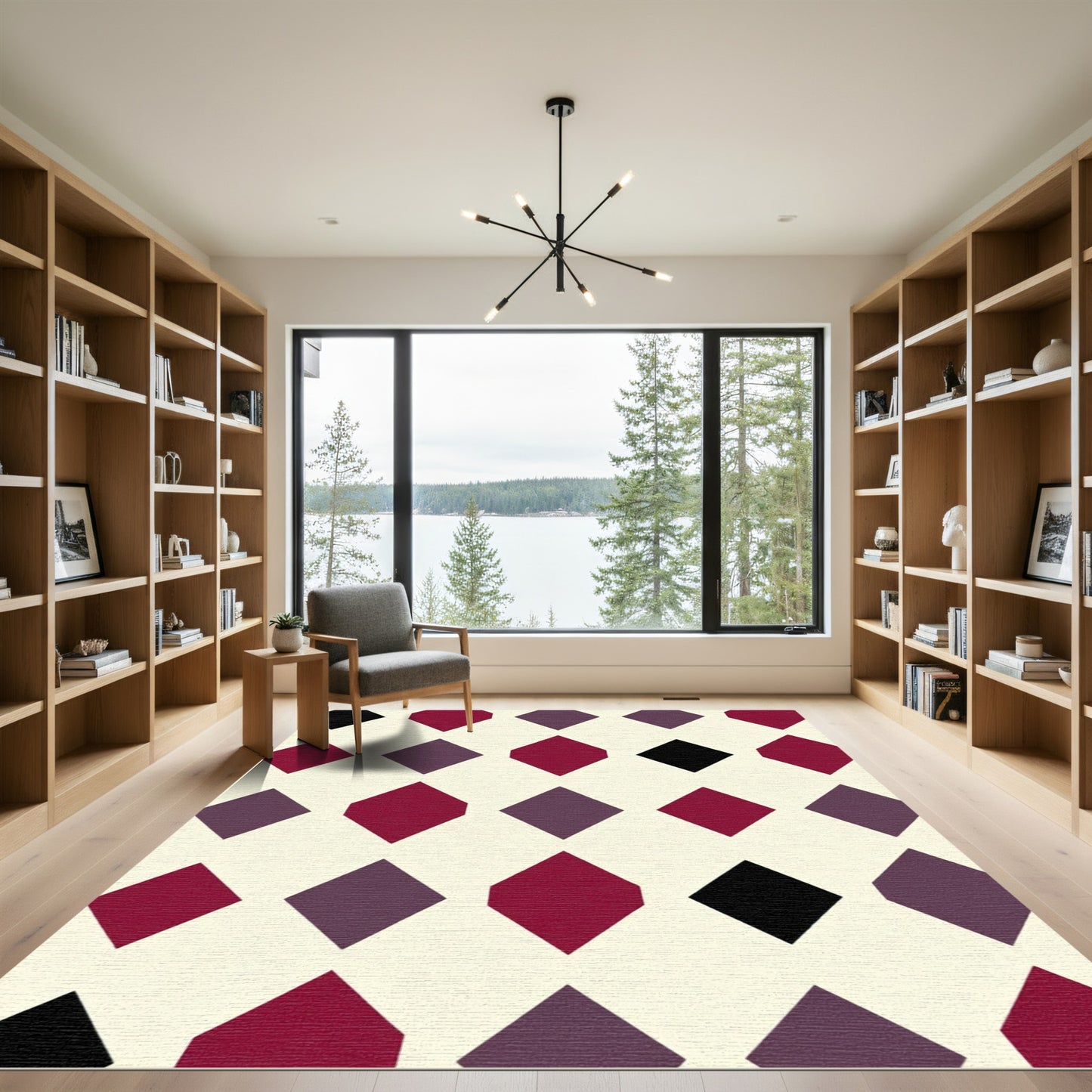 Crimson Plum Black Diamond Repeat Rug