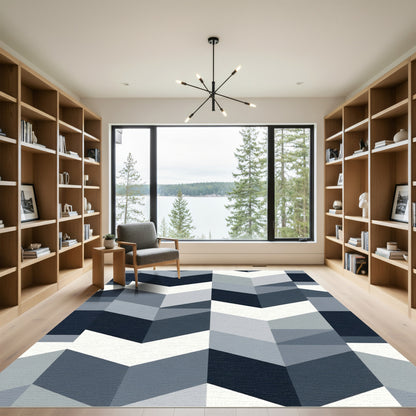 Modern Gray Chevron Geometric Rug