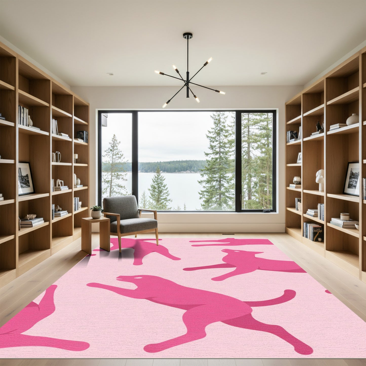 Pink Canine Silhouette Dynamic Dance Rug