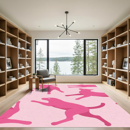 Pink Canine Silhouette Dynamic Dance Rug