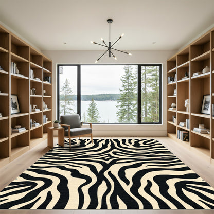 Classic Black Cream Zebra Stripes Rug
