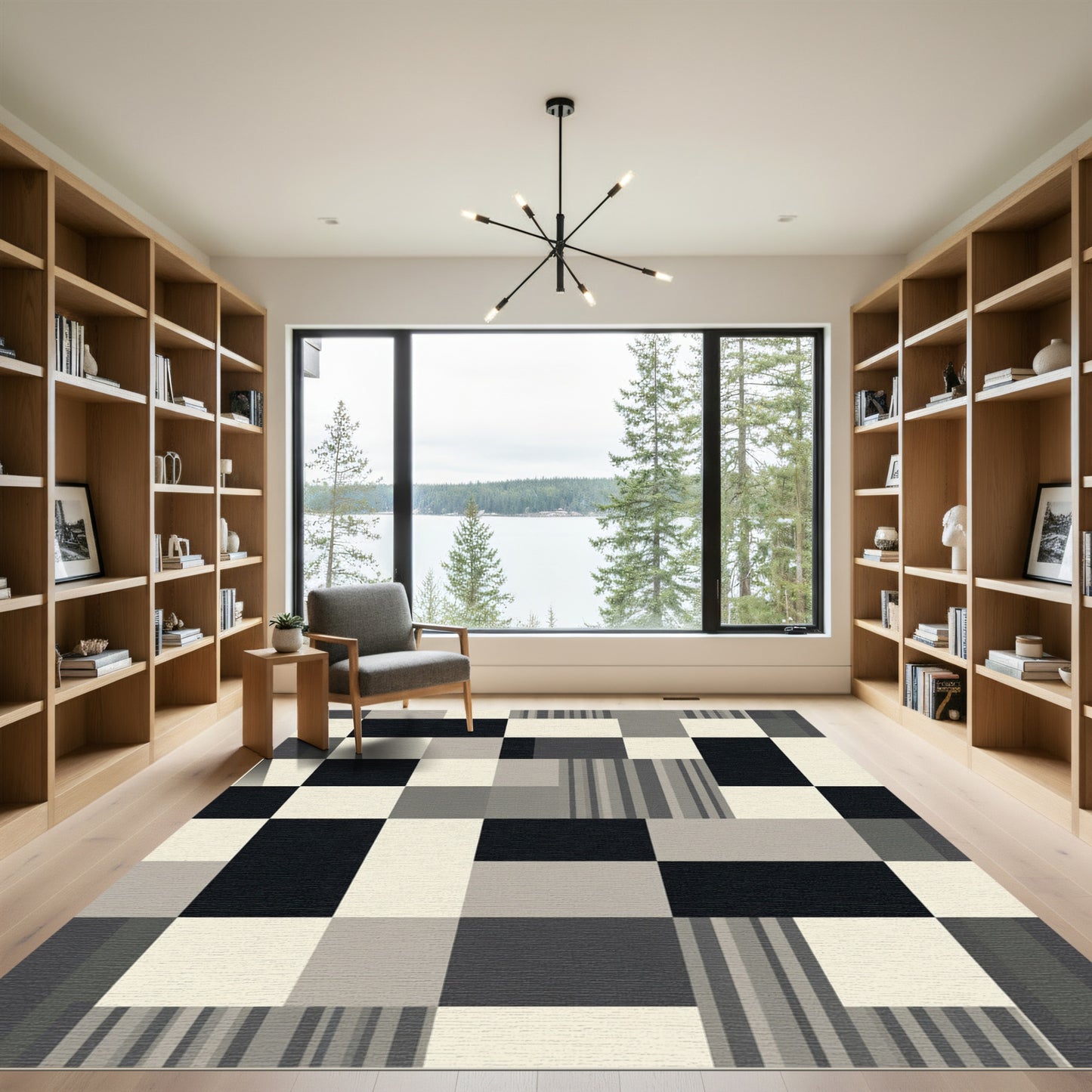 Monochromatic Geometric Block and Stripe Rug