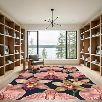 Pink Orchid Floral Repeating Pattern Rug