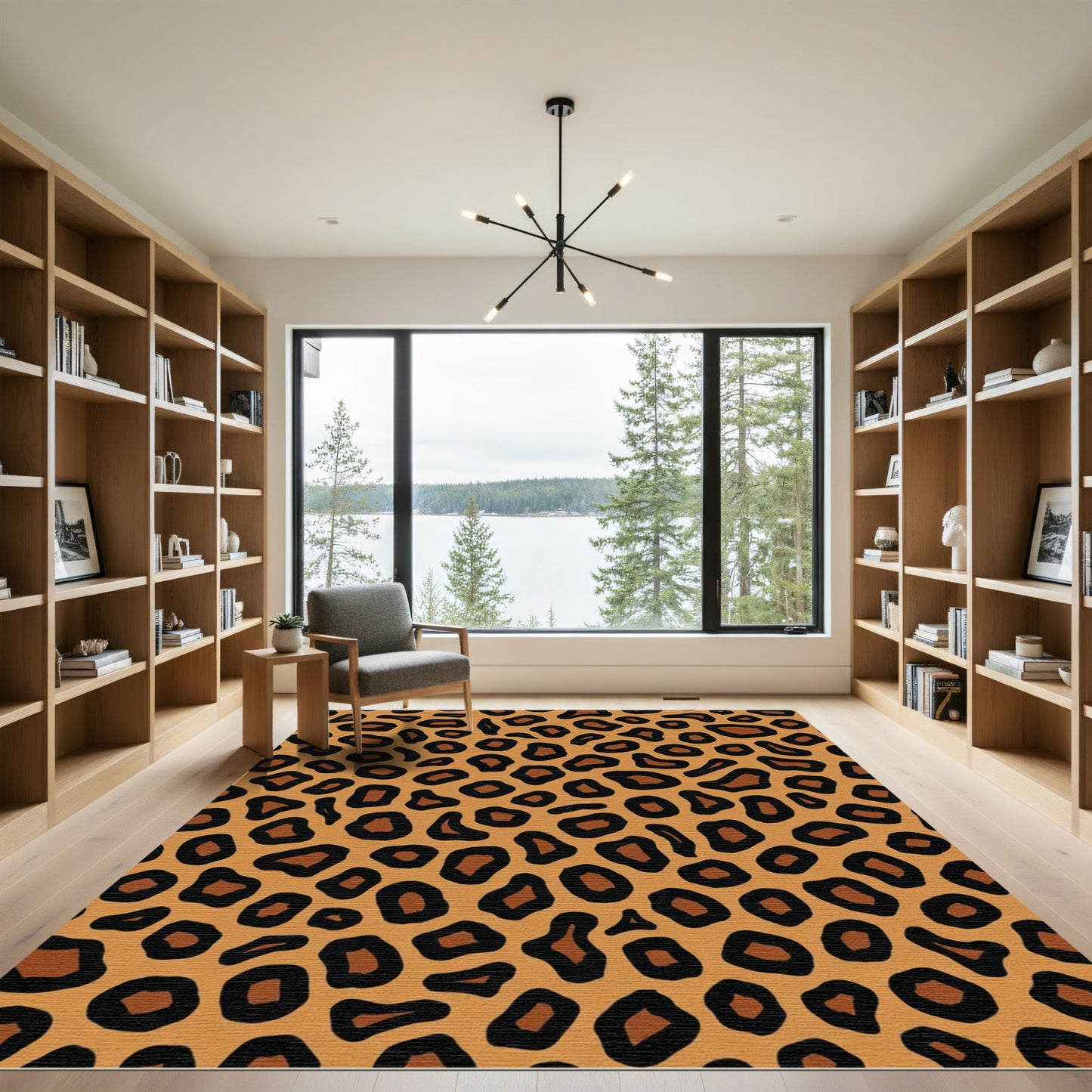 Bold Brown Leopard Spots Rug