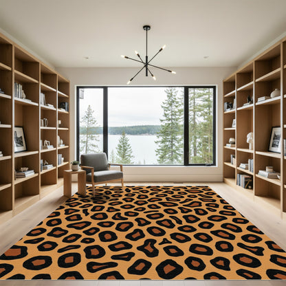 Bold Brown Leopard Spots Rug