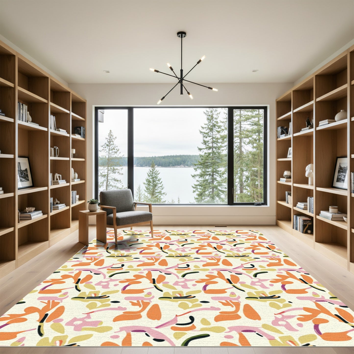 Organic Abstract Peach Pink Shapes Rug