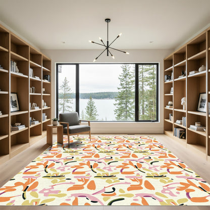Organic Abstract Peach Pink Shapes Rug