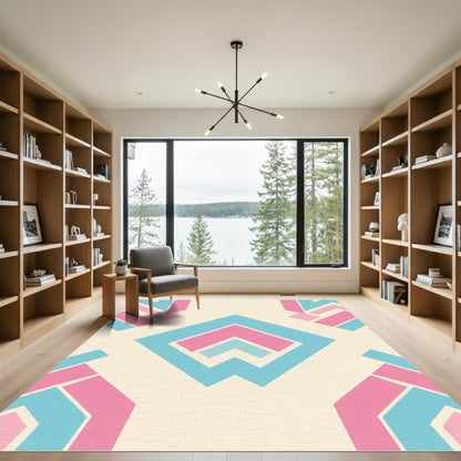 Soft Pink Blue Geometric Accordion Rug