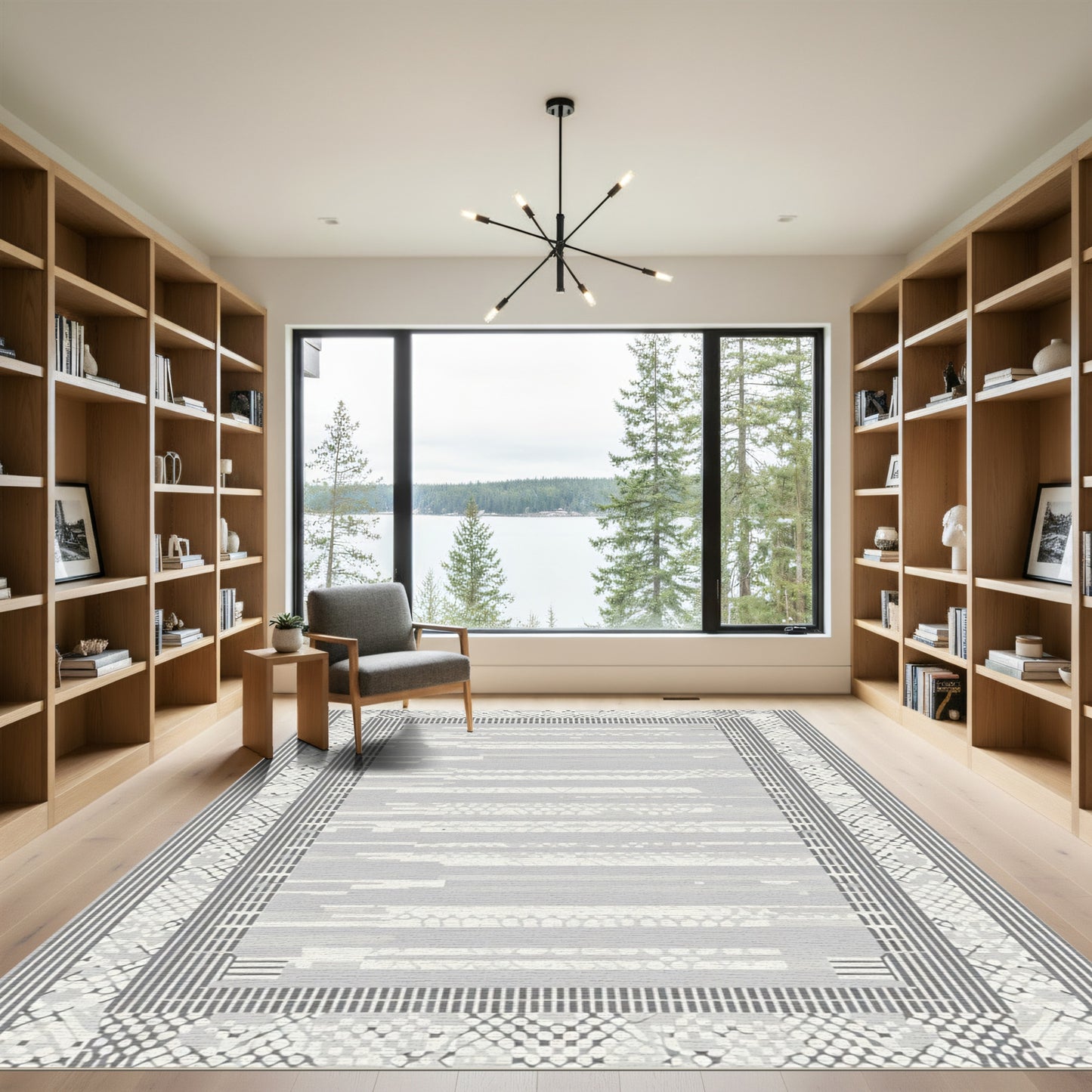 Modern Abstract Geometric Stripe Rug