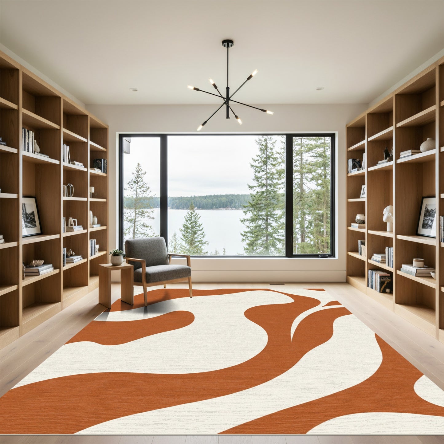Terracotta Cream Organic Swirl Rug