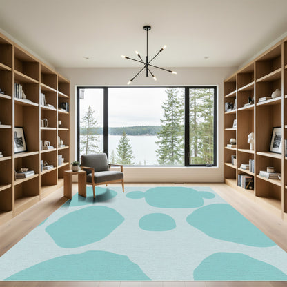 Aqua Blob Organic Composition Rug