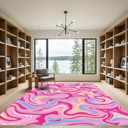 Pink Swirl Marble Swash Rug